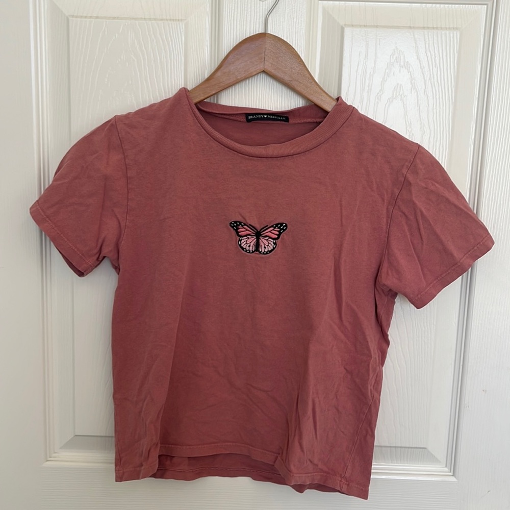 Pink butterfly Brandy Melville shirt